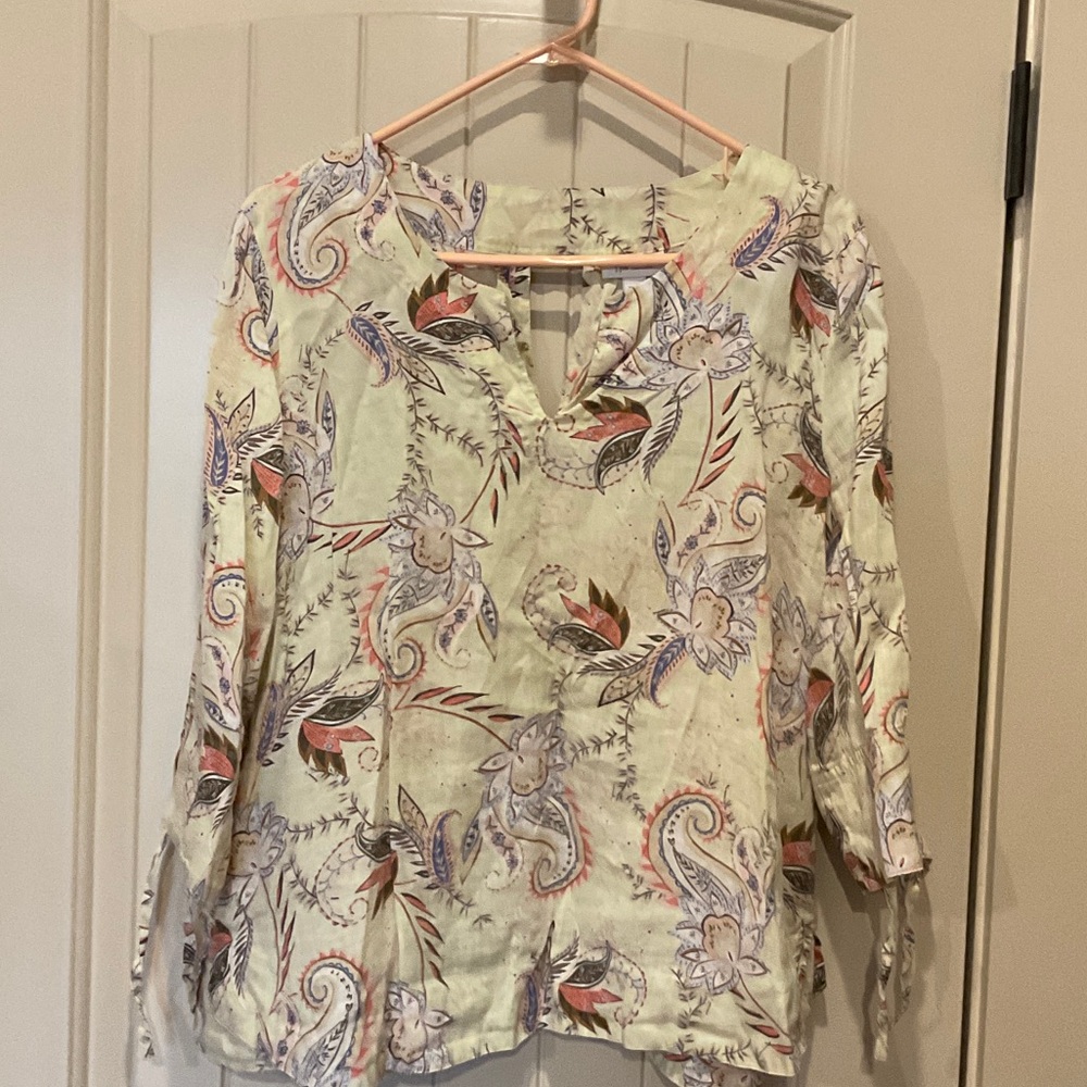 J. Jill Cream and yellow Paisley Blouse